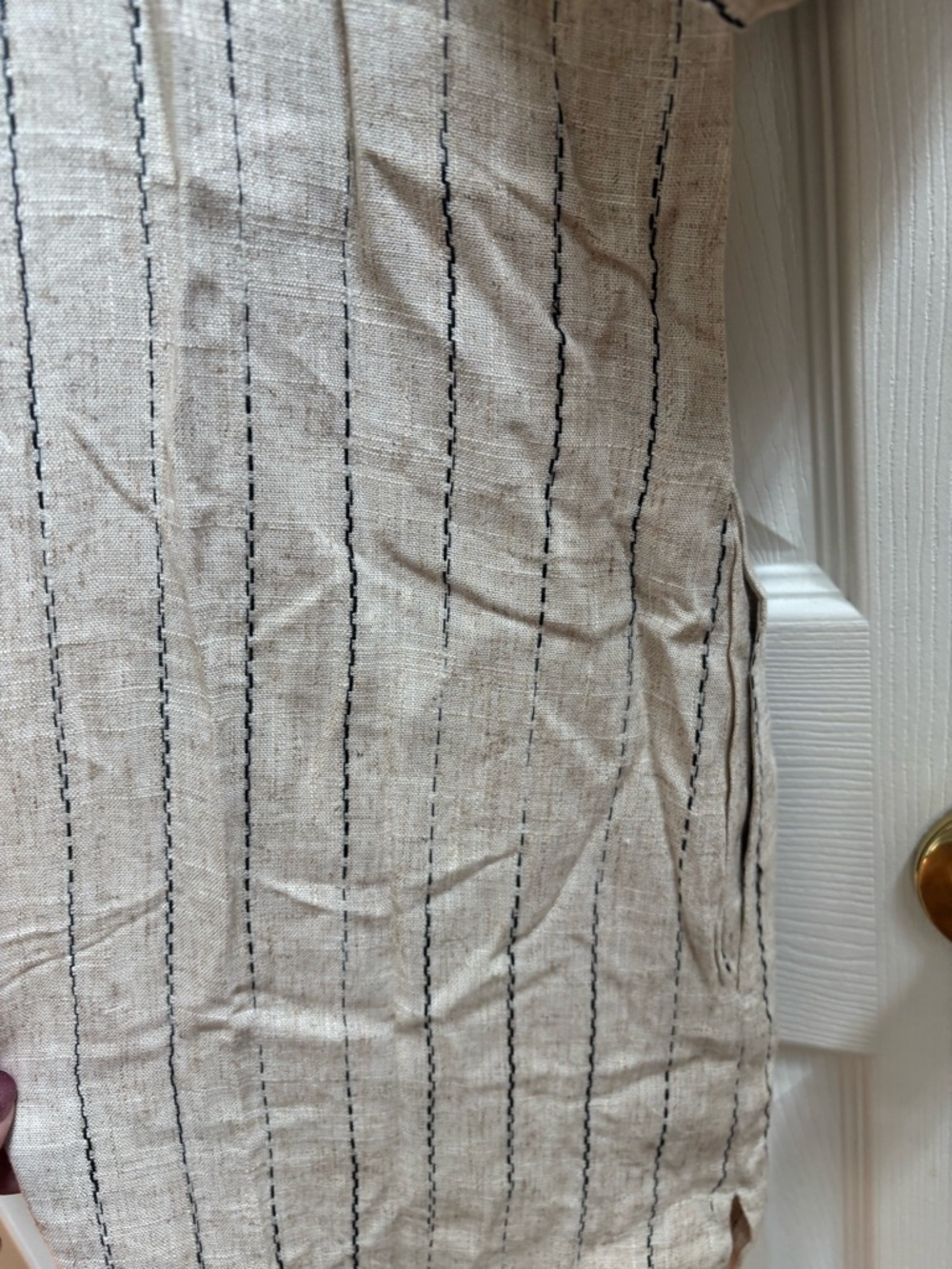 ASOS Topshop Linen button down romper in natural stripe, Size 12,NWT SEE NOTES - Picture 7 of 8